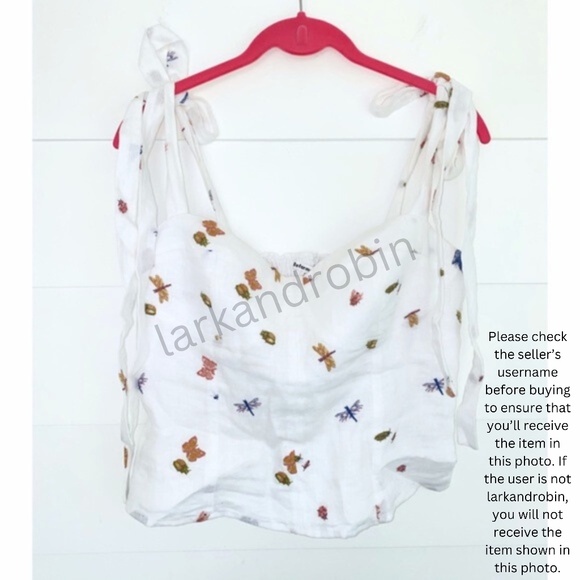 NEW Reformation Jaxon Linen Top Ladybugs 10 - Picture 8 of 11